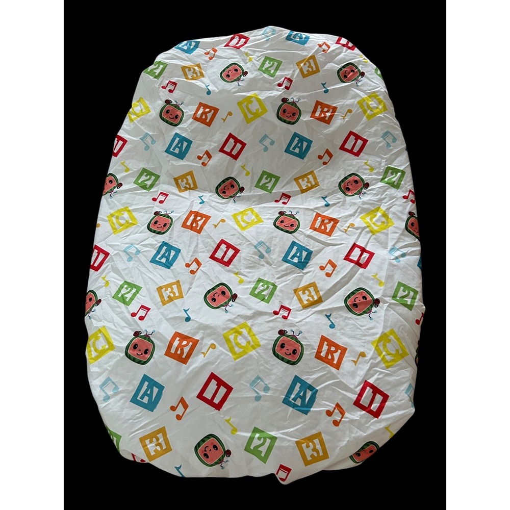 Cocomelon Crb Fitted Sheet White Multicolor Blocks Music Notes Moonbug 2021